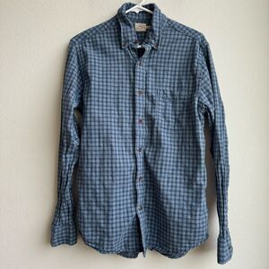 Faherty Mens 100% Cotton Blue Check Casual Button Down Shirt Size Medium